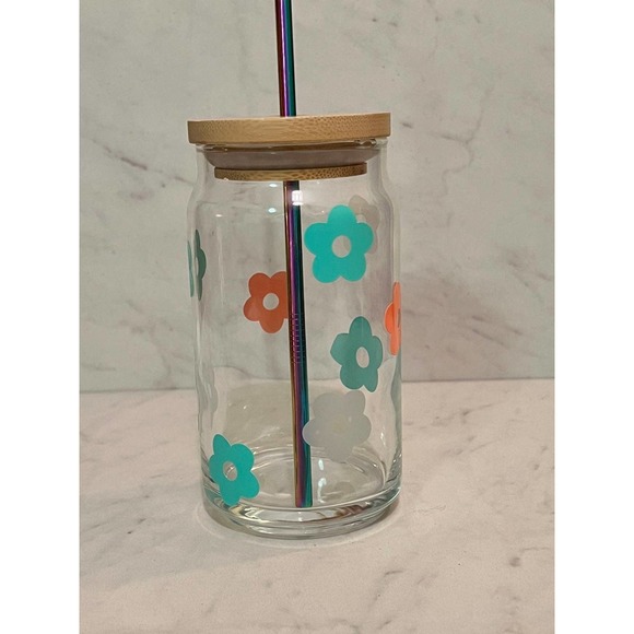 16 Oz Cold Color Changing Groovy Flower Glass Beer Can Cup - Picture 5 of 12